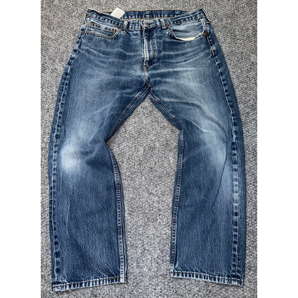 Levi's 505 Regular Fit Straight Leg‎ Dark Wash Blue Denim Jeans W38 L29
